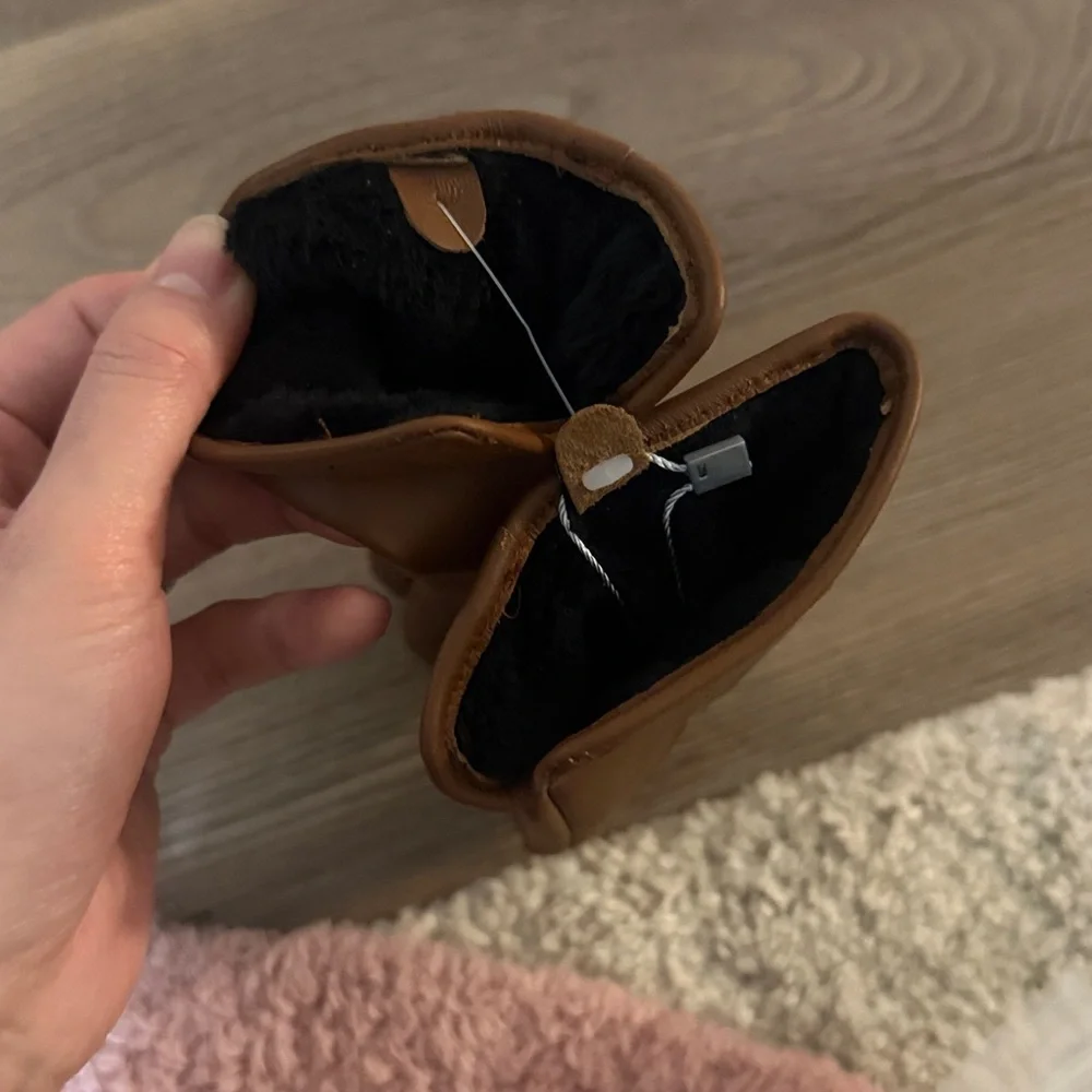 New brown fleece lined thick sheepskin leather gloves